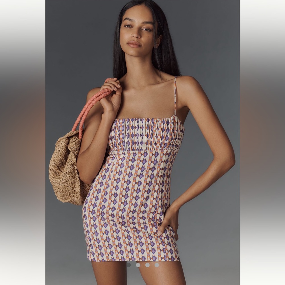 Purple & Orange Patterned Mini Dress